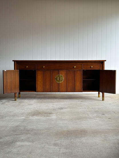 Mid-Century Modern Heritage Collection Walnut and Brass Sideboard