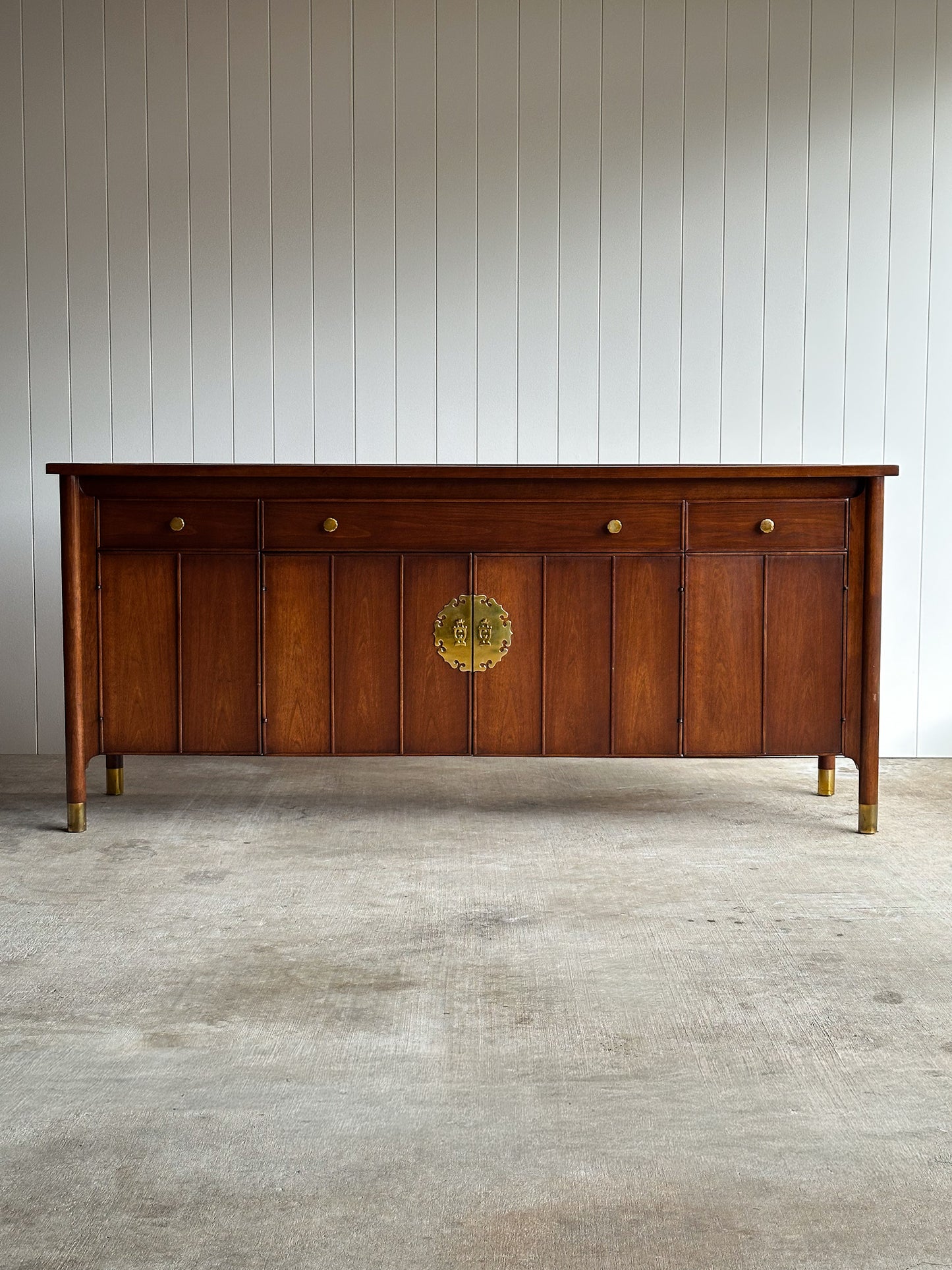 Mid-Century Modern Heritage Collection Walnut and Brass Sideboard