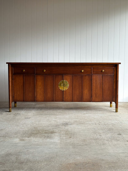 Mid-Century Modern Heritage Collection Walnut and Brass Sideboard