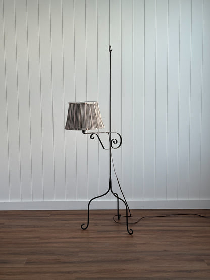 1940s Wrought Iron Swing-Arm Floor Lamp