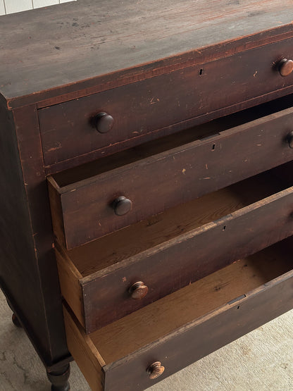 Late 19th Century Antique Painted Pine Chest of Drawers, Original Surface