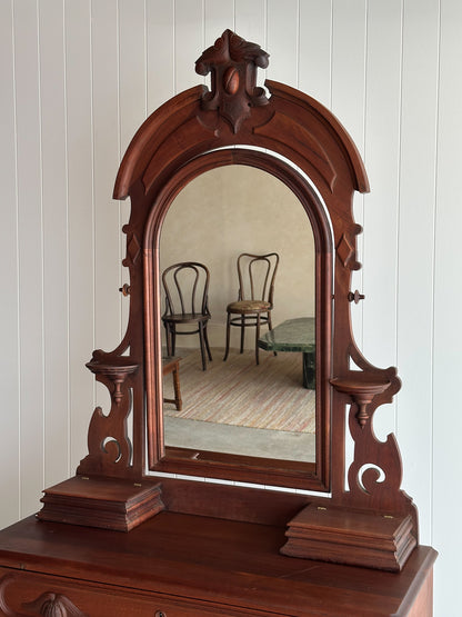 Antique Mid-19th Century Walnut Dresser with Hidden Drawer