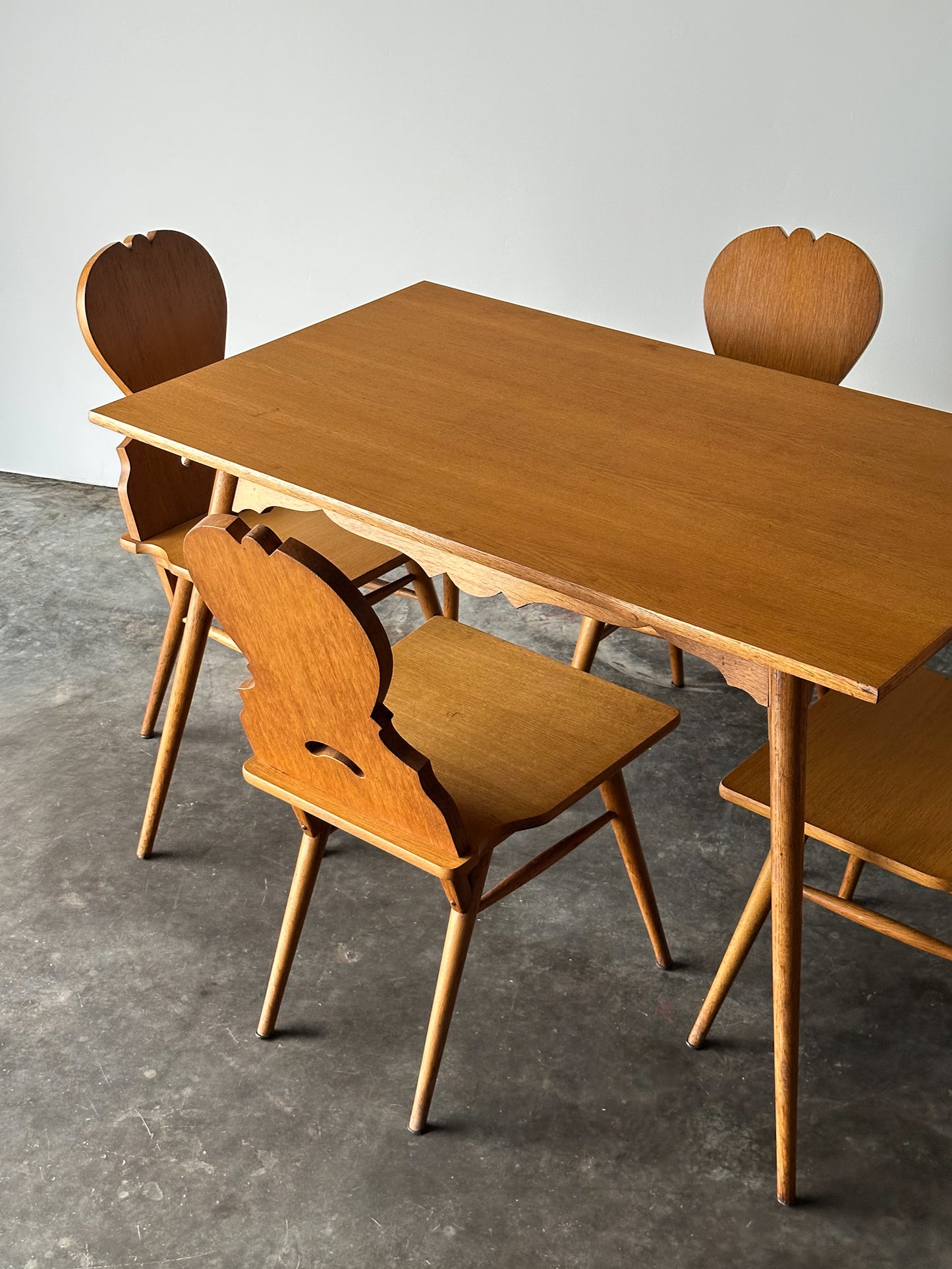 Swiss Alpine Stabelle Oak Dining Set, Mid-Century, Set of 5