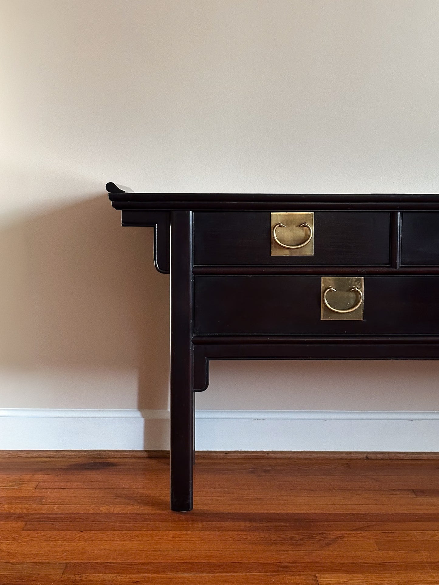 Vintage Century Furniture Black Lacquered Console Table