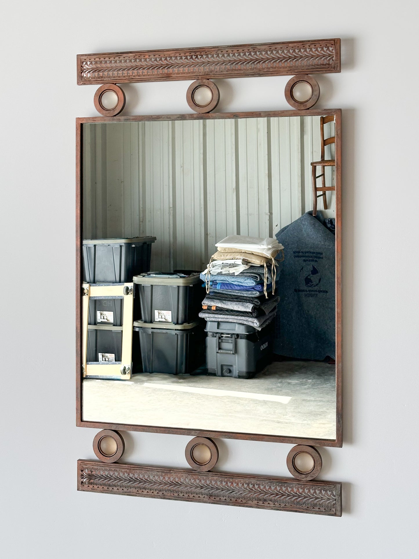 Pierced Steel Wall Mirror in the Style of Santambrogio & De Berti, Italy, Mid-Century