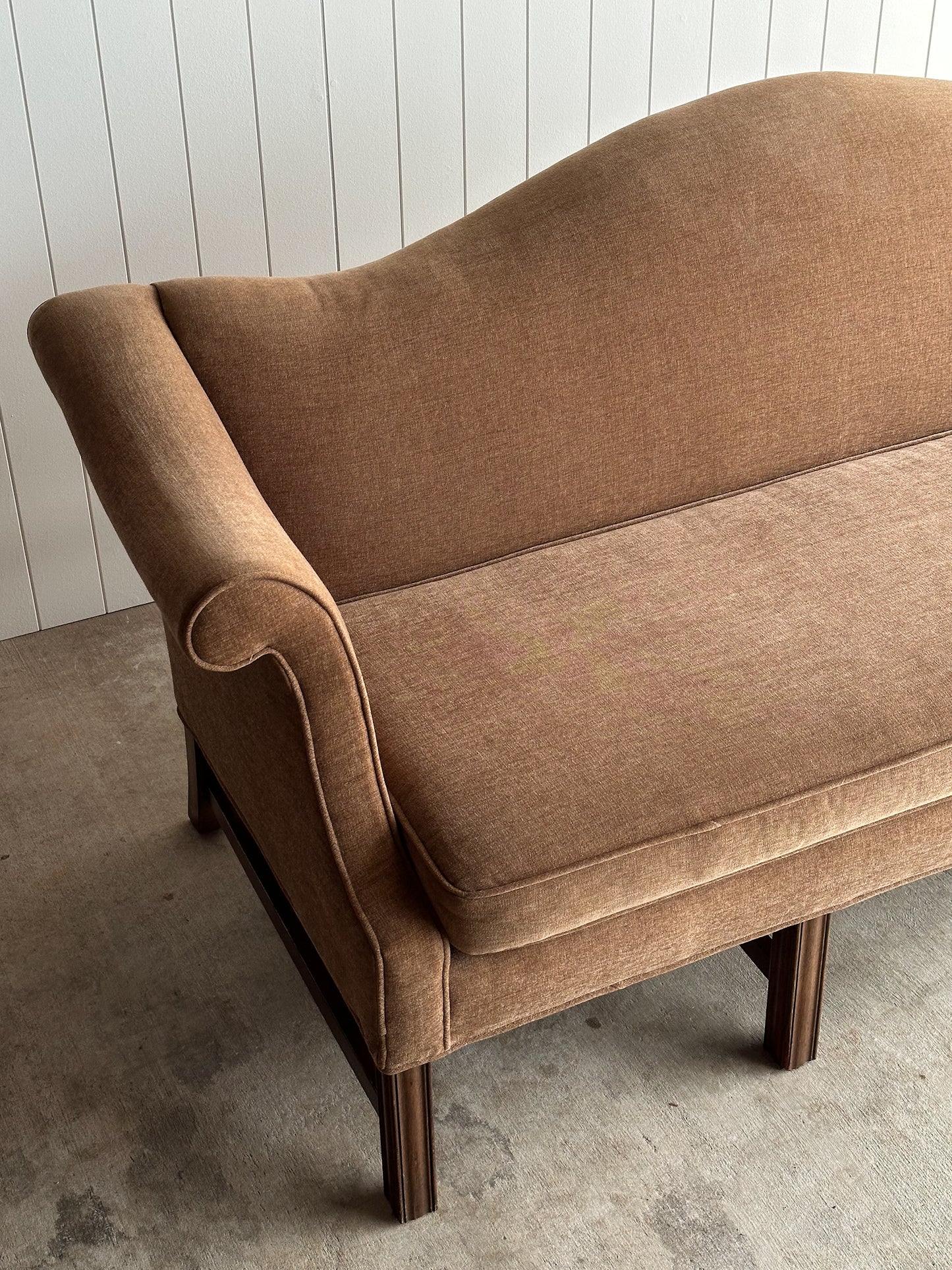 Vintage Camelback Chippendale-Style Sofa