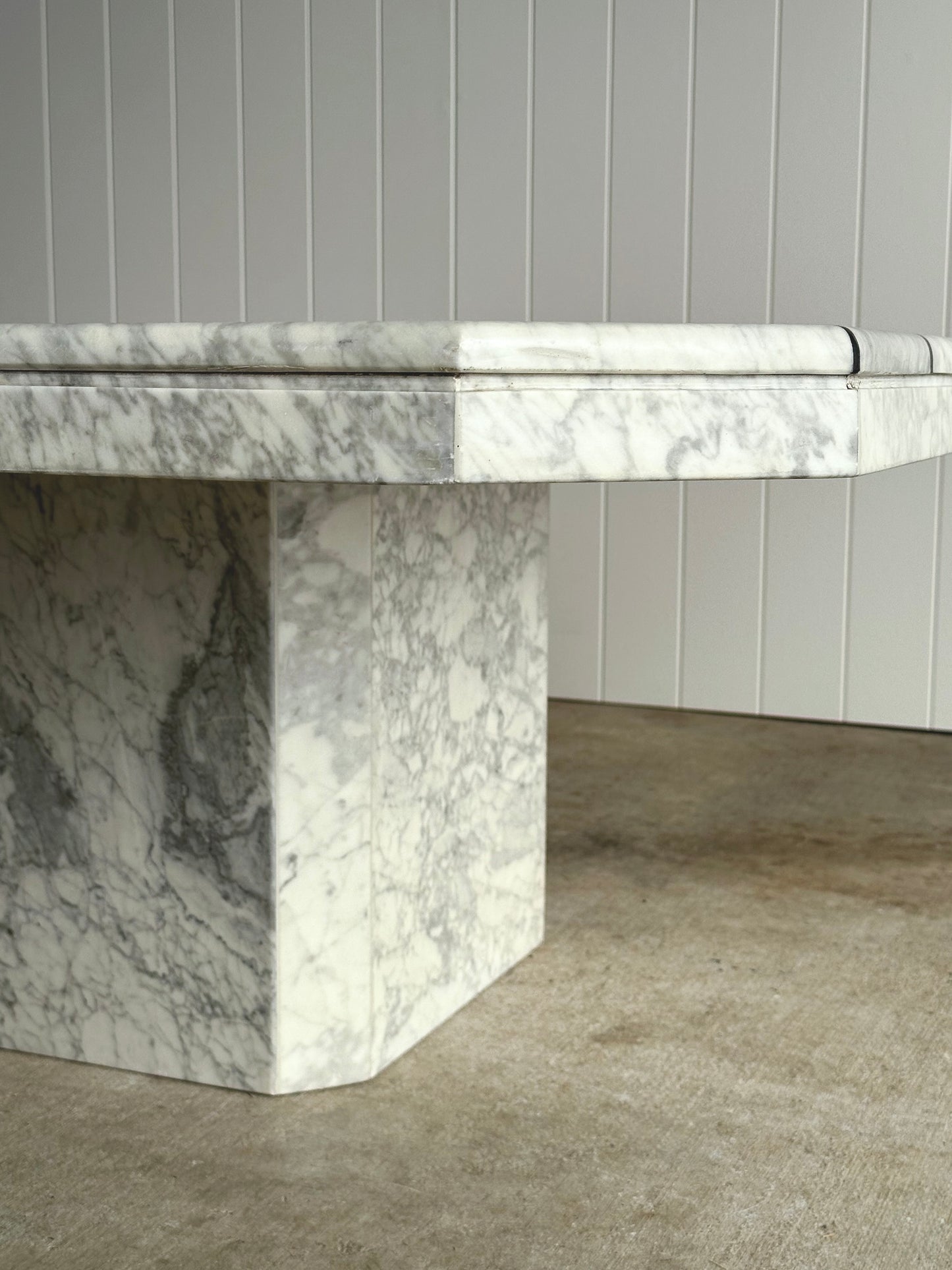 Italian Carrara & Bardiglio Marble Inlay Coffee Table, 1970s