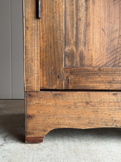 Antique Pine Cupboard Cabinet With Carved Crest