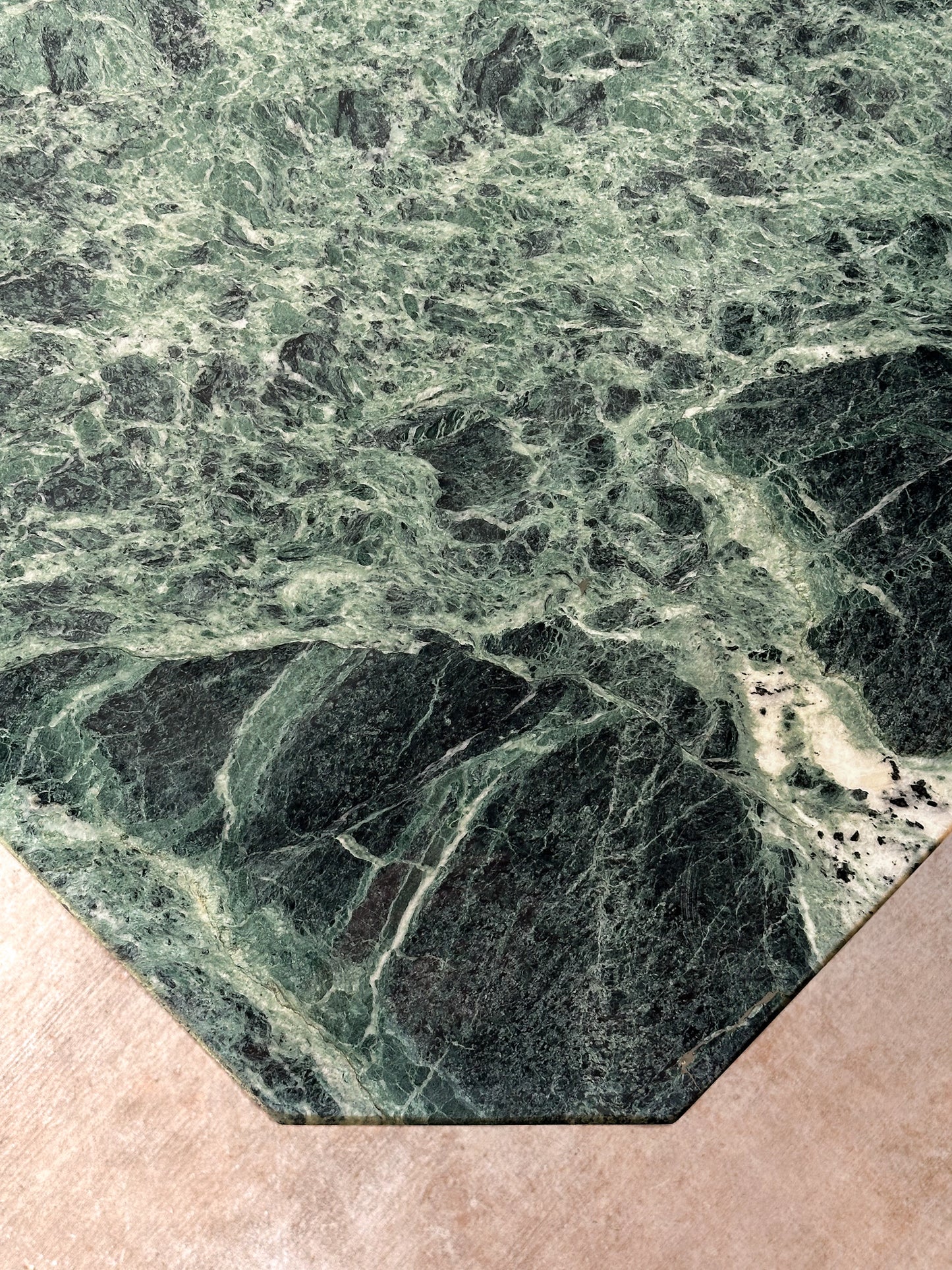Vintage Italian Verde Alpi Green Marble Coffee Table, C. 1970s