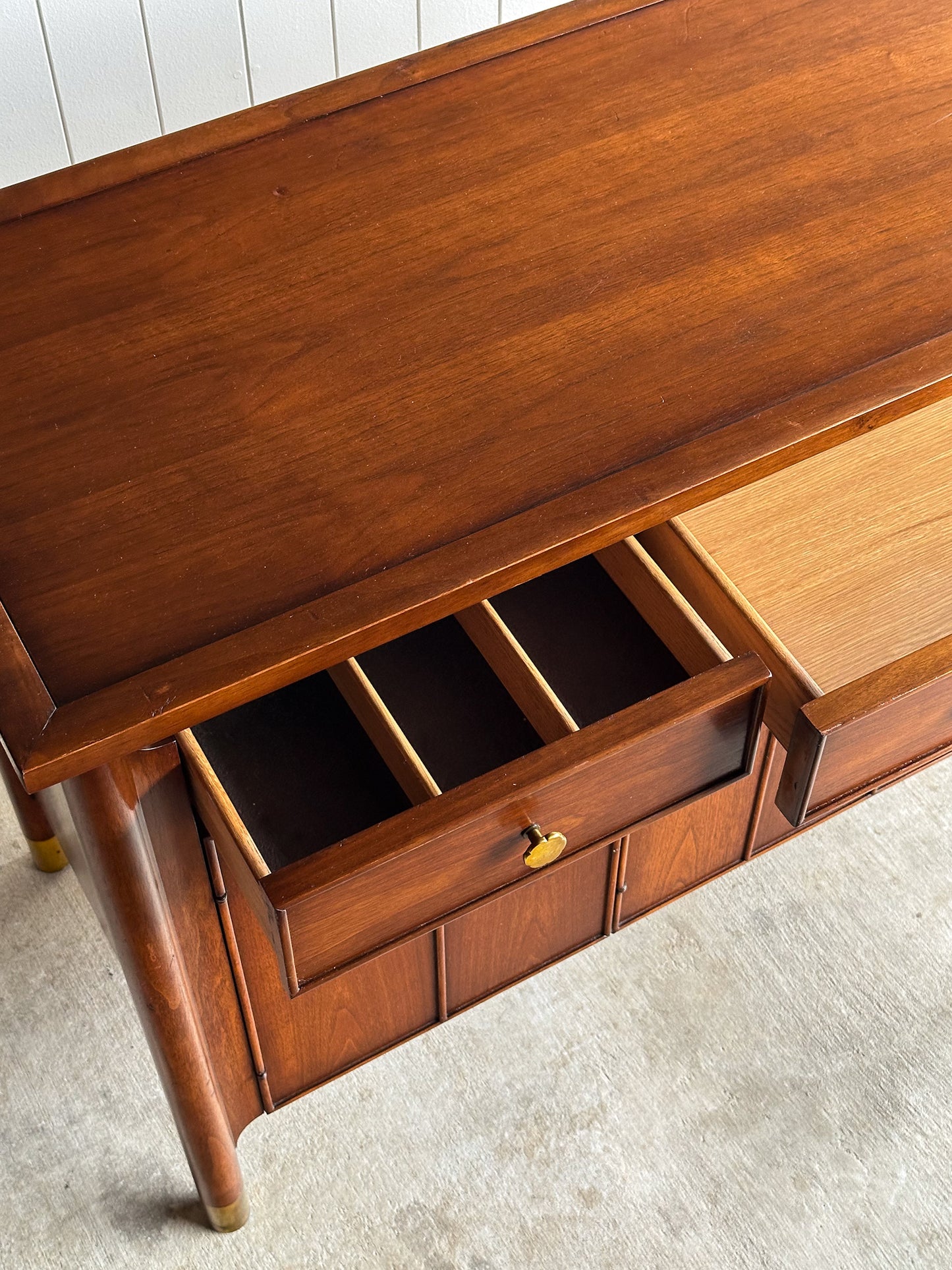 Mid-Century Modern Heritage Collection Walnut and Brass Sideboard