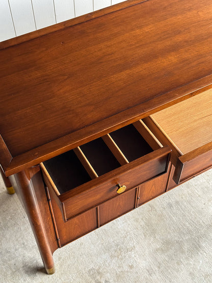 Mid-Century Modern Heritage Collection Walnut and Brass Sideboard