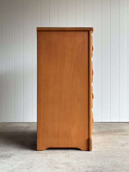 Vintage Pine Chest of Drawers with Scalloped Apron