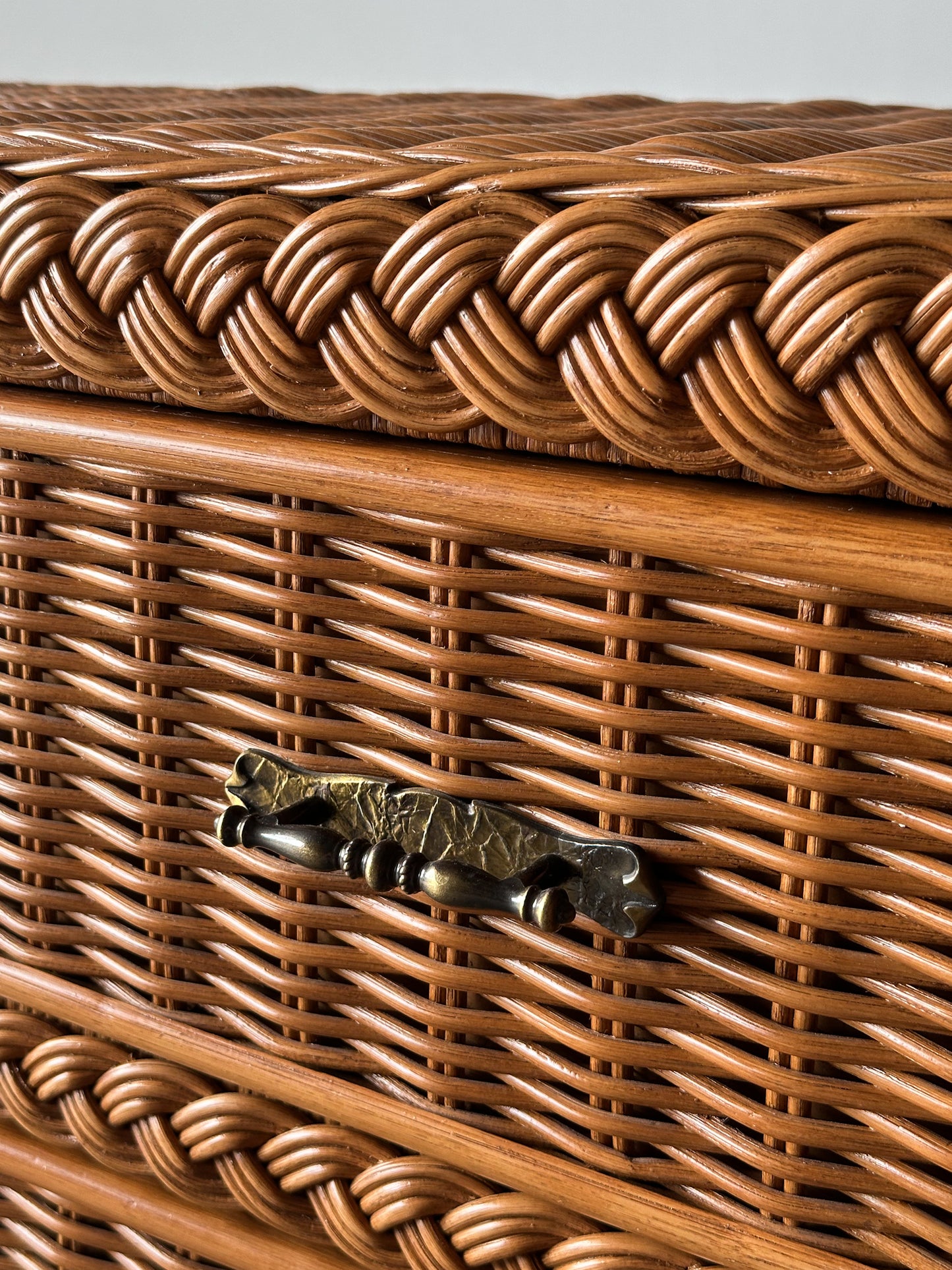 Vintage Woven Wicker Six-Drawer Dresser