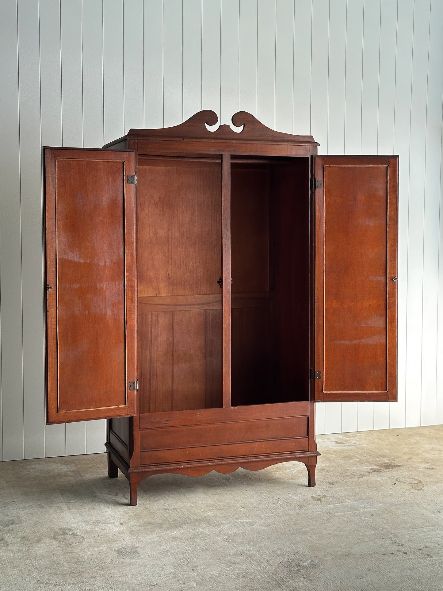 Antique Mahogany Wardrobe Armoire with Mirrored Doors
