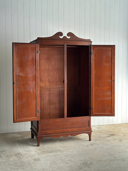 Late 19th Century Antique Mahogany Wardrobe Armoire with Original Mirrors