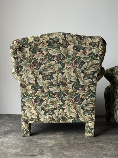 Sage Acanthus Tapestry Club Chairs, John Hutton for Donghia Luciano, 1990s, Pair