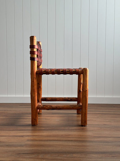1940s Italian Leather Strap Dining Chairs, Set of Four