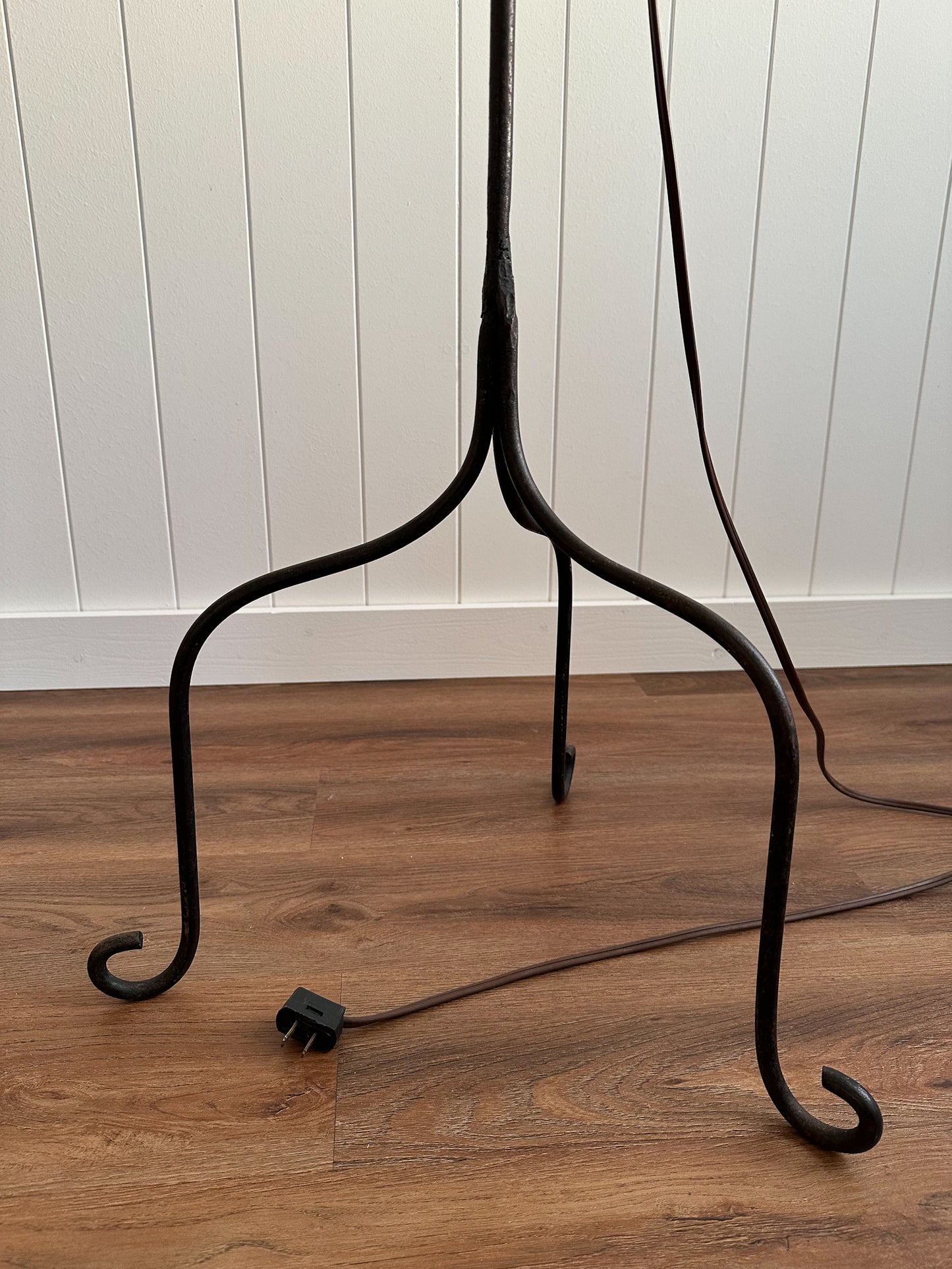 1940s Wrought Iron Swing-Arm Floor Lamp