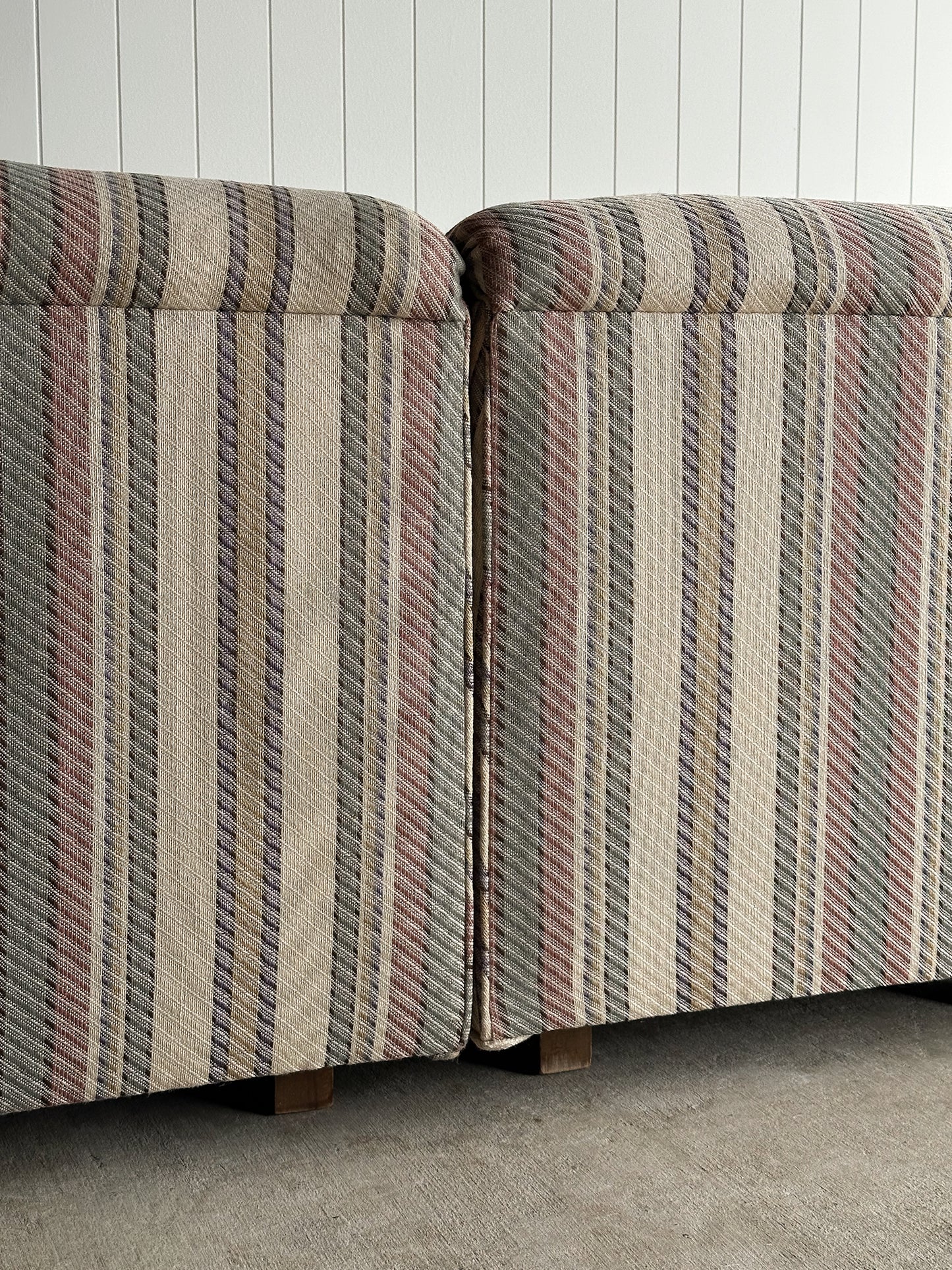 Vintage Postmodern Three-Piece Modular Sofa in Original Striped Upholstery, C. 1980s