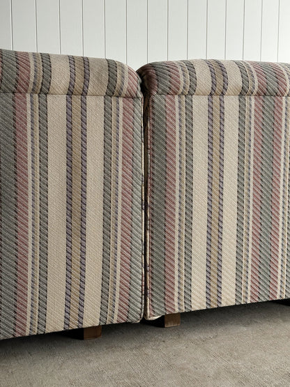 Vintage Postmodern Three-Piece Modular Sofa in Original Striped Upholstery, C. 1980s