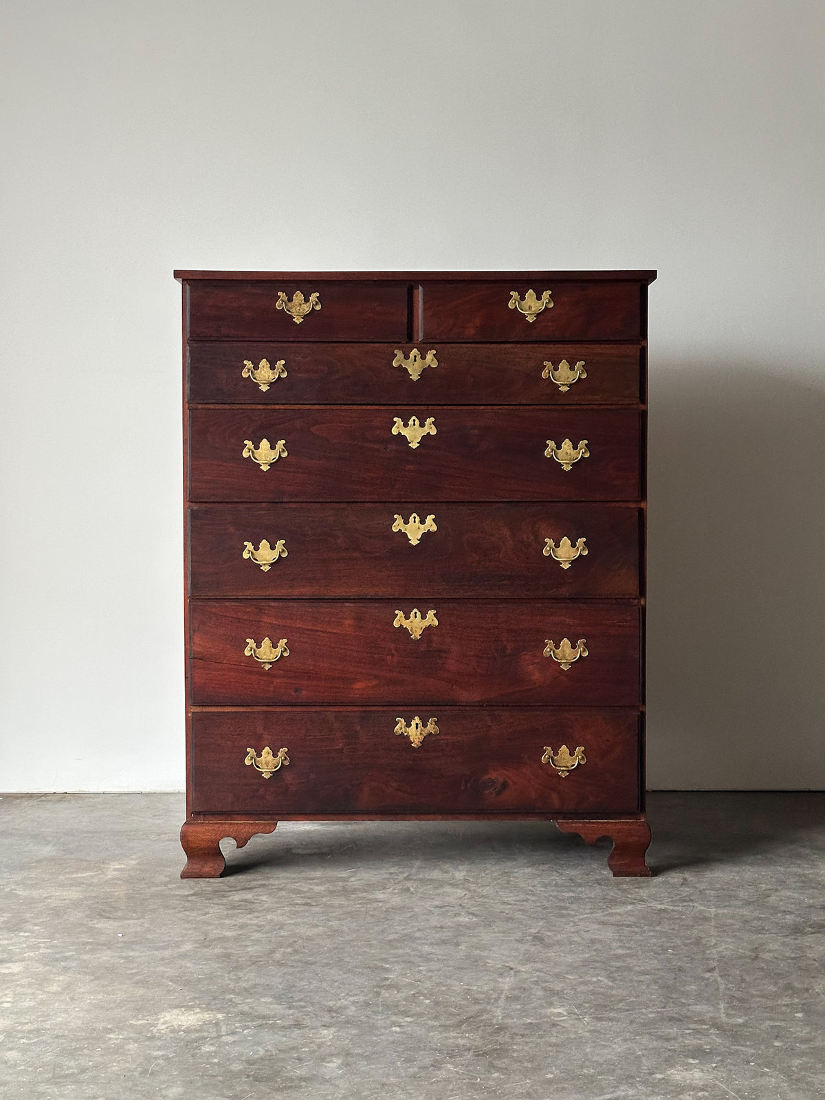 Chippendale-Style Black Walnut Tall Chest of Drawers, 1930s