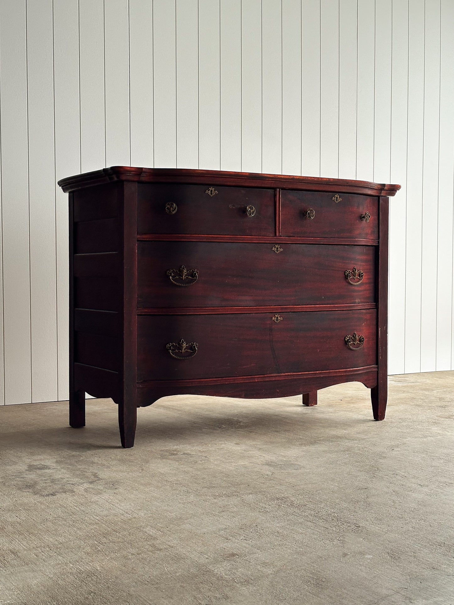 Antique Serpentine Mahogany Chest of Drawers, C. 1890