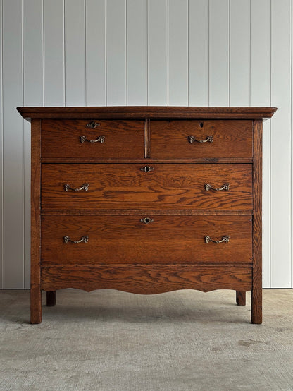 Antique Oak Chest of Drawers, Late 19th Century