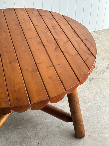 Early 20th Century Pine Dining Table with Scalloped Edge