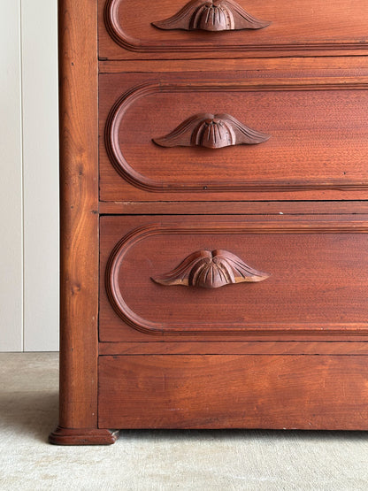 Antique Mid-19th Century Walnut Dresser with Hidden Drawer