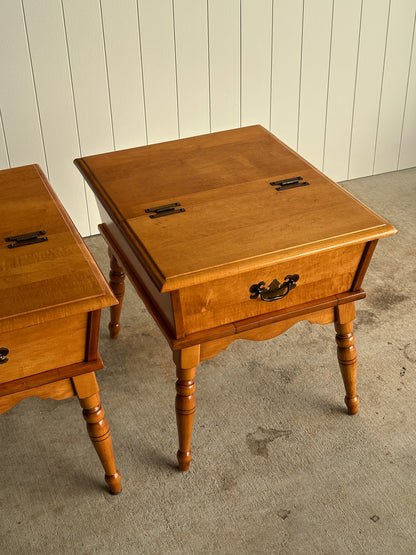Heywood-Wakefield Maple Dough Box End Tables, C. 1960s