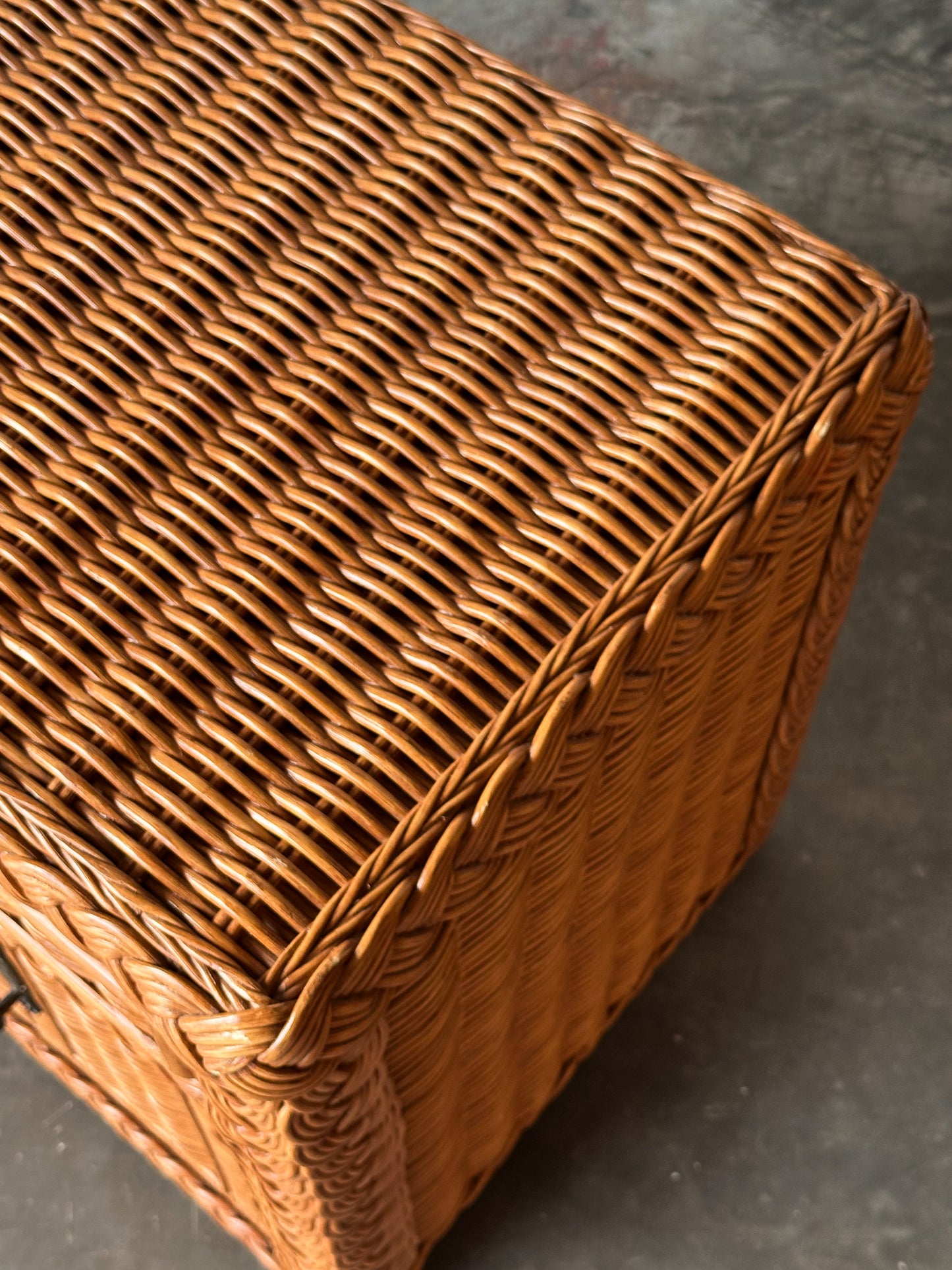 Vintage Woven Wicker Nightstand