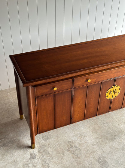 Mid-Century Modern Heritage Collection Walnut and Brass Sideboard