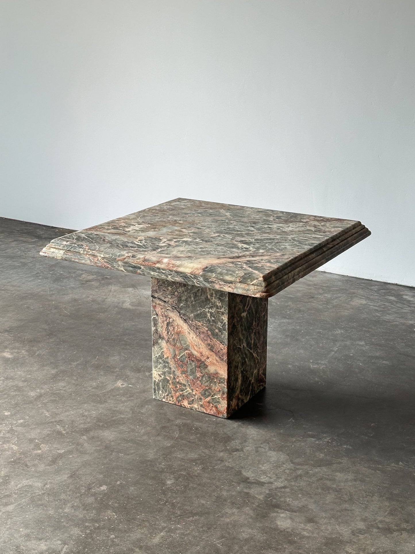 Fior Di Pesco Marble Plinth Side Table, Italy, 1980s