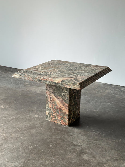Fior Di Pesco Marble Plinth Side Table, Italy, 1980s