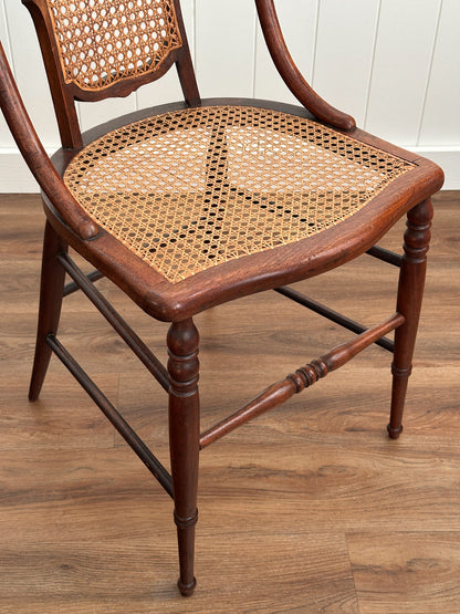 Antique Victorian French Cane Dining Chairs, Set of 4