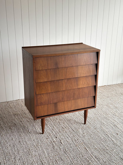 Vintage Mid Century Modern Walnut Floating Drawer Chest of Drawers