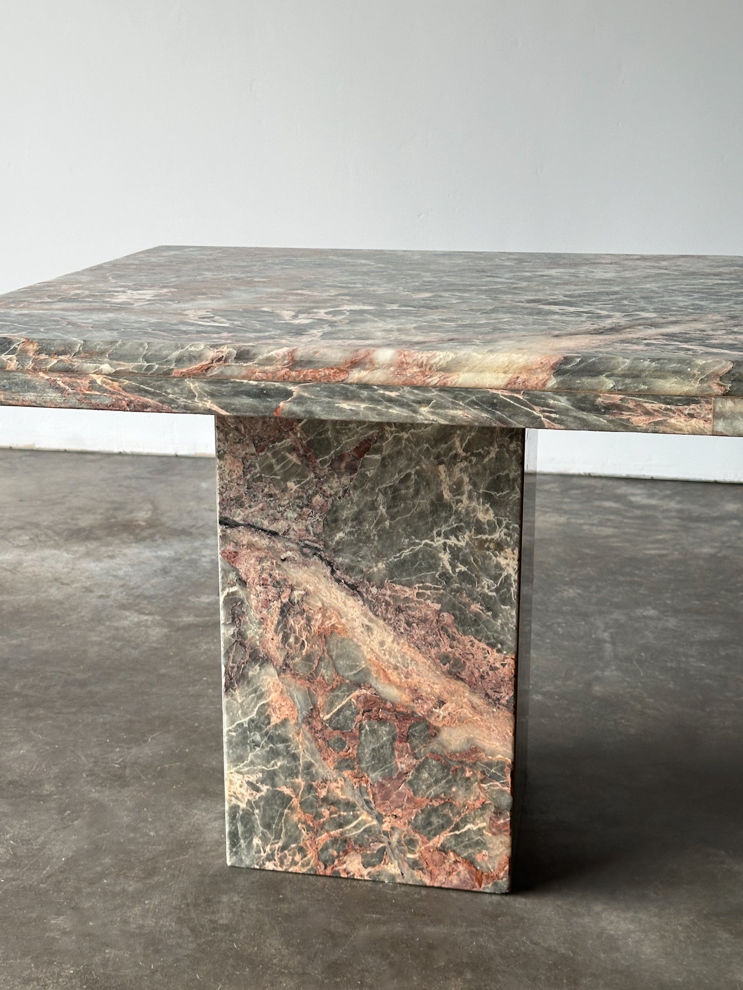Fior Di Pesco Marble Plinth Side Table, Italy, 1980s