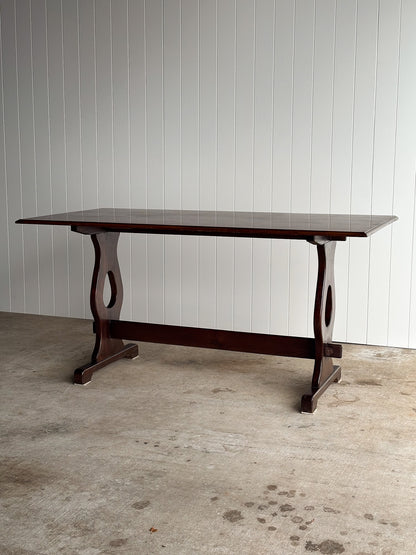 Antique English Country Oak Trestle Dining Table
