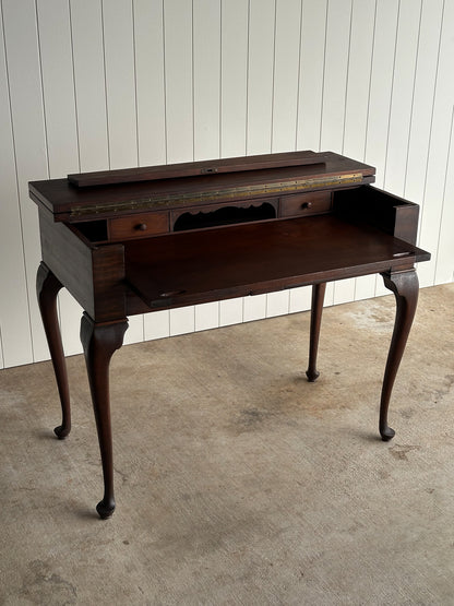Antique Mahogany Lift-Top Writing Desk Console Table