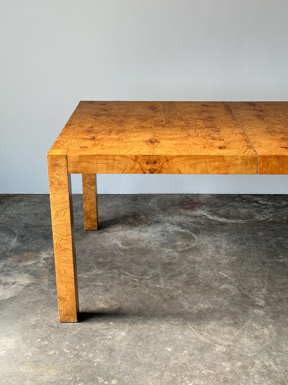 Lane Burl Wood Extendable Parsons Dining Table in the Style of Milo Baughman, 1970s