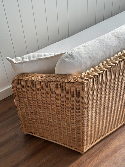 Vintage Brown Jordan Braided Wicker Sofa