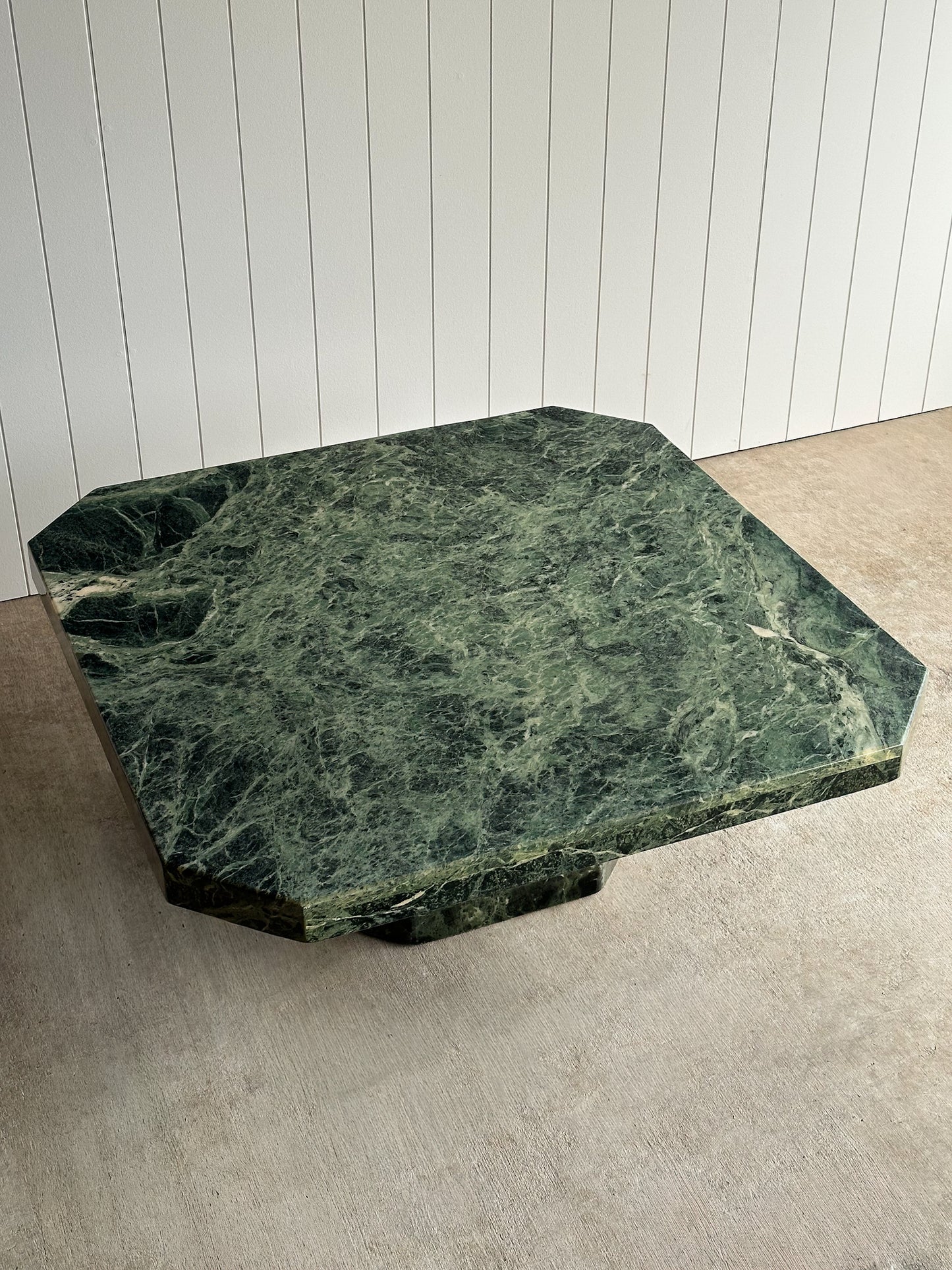 Vintage Italian Verde Alpi Green Marble Coffee Table, C. 1970s