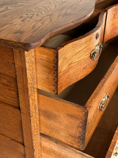 Late 19th Century Antique Serpentine Oak Chest of Drawers