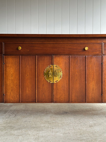 Mid-Century Modern Heritage Collection Walnut and Brass Sideboard