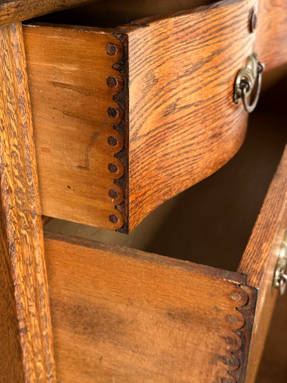 Late 19th Century Antique Serpentine Oak Chest of Drawers