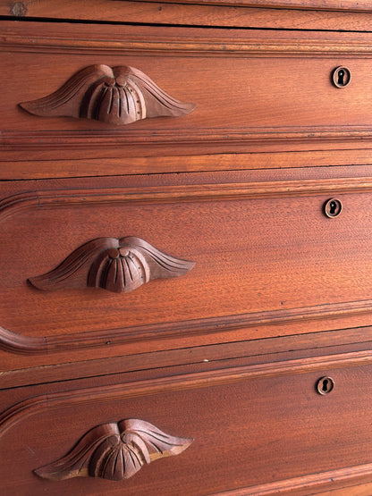Antique Mid-19th Century Walnut Dresser with Hidden Drawer