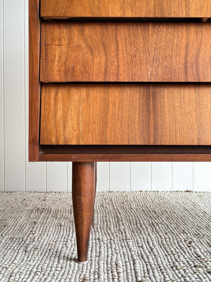 Vintage Mid Century Modern Walnut Floating Drawer Chest of Drawers