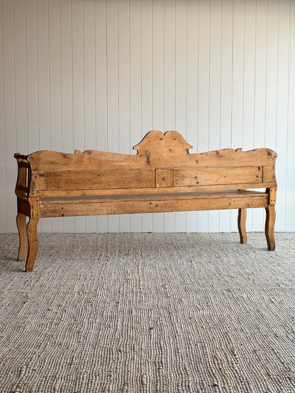 Antique Pine Primitive Folk Art Bench with Paneled Back