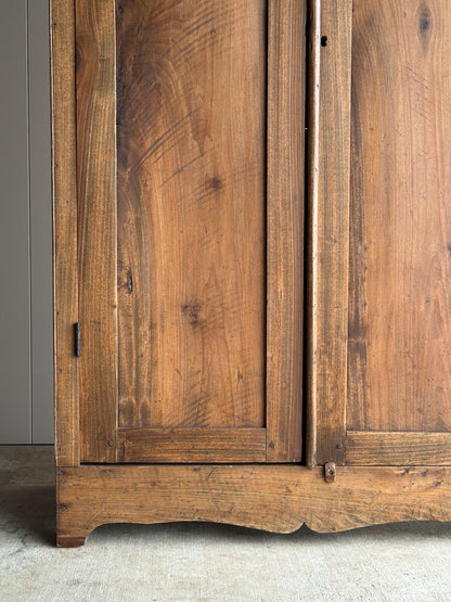 Antique Pine Cupboard Cabinet With Carved Crest