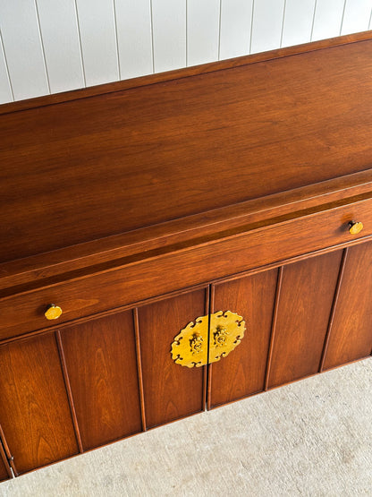 Mid-Century Modern Heritage Collection Walnut and Brass Sideboard